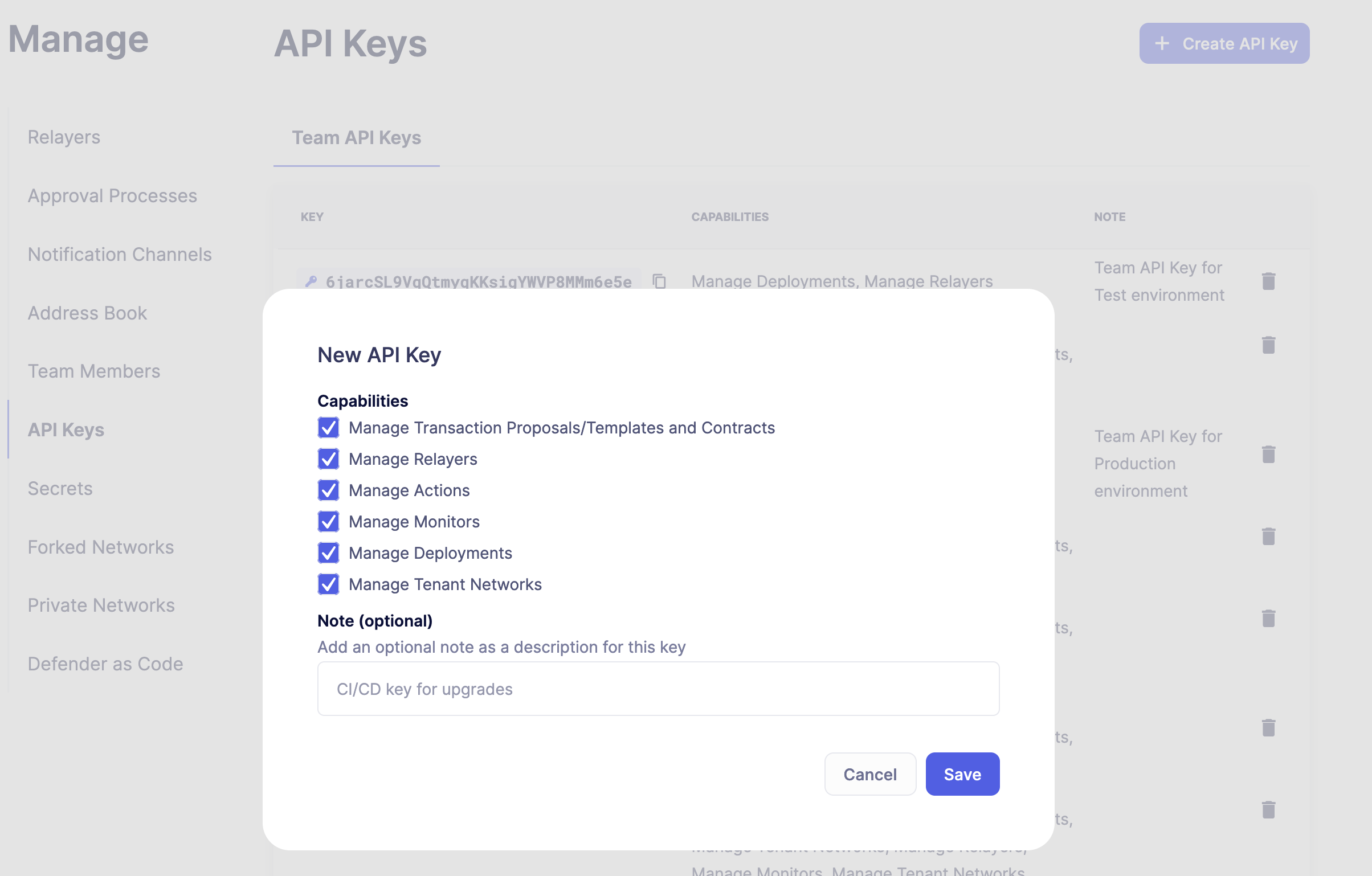 Create API credentials