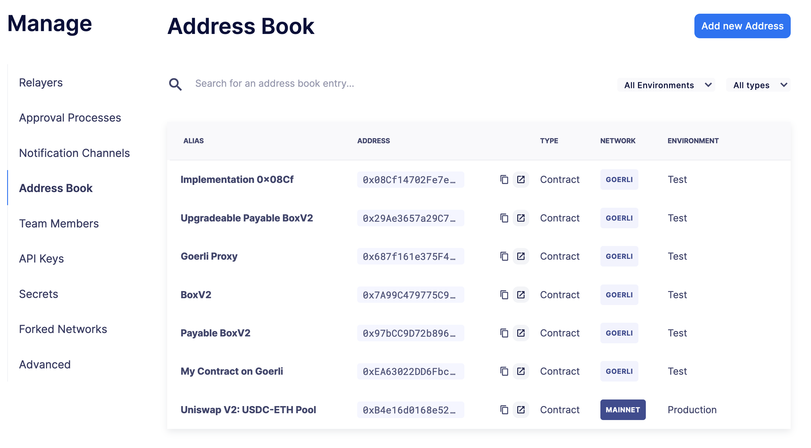 Manage Address Book